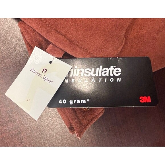 Vintage Etienne Aigner Brown Tan Suede Leather Women’s Gloves Sz Large - Picture 4 of 6